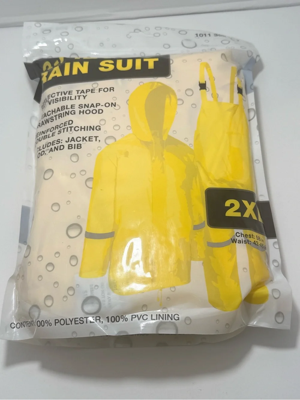 Kids Yellow 3-Piece Rain Suit with Hood and Bib - 2XL